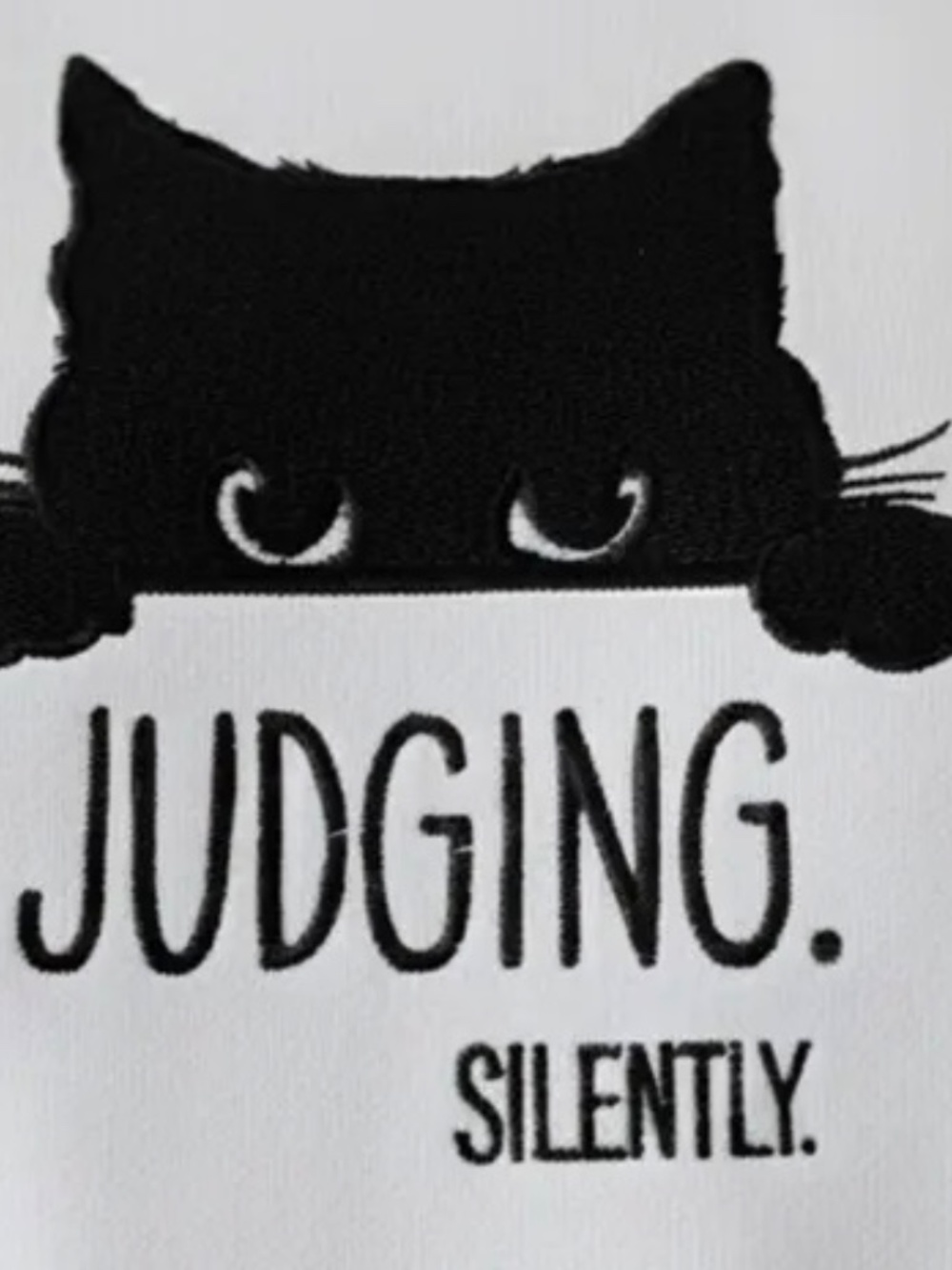 Cat Embroidered Hand Towel Made to order Judging silently. Funny made to order - Picture 3 of 3